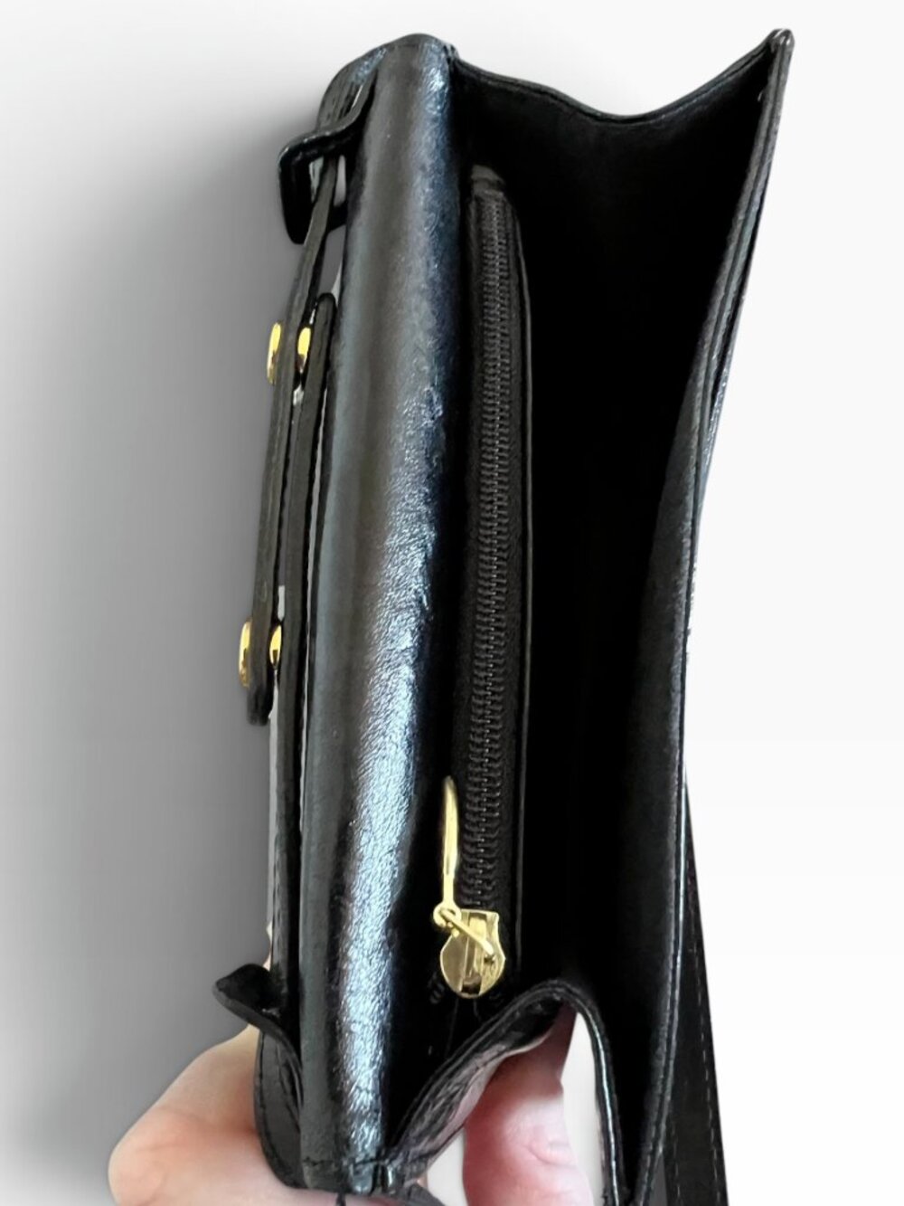 BRAHMIN Leather Mini Crossbody Purse In Black & Brown - Picture 5 of 11